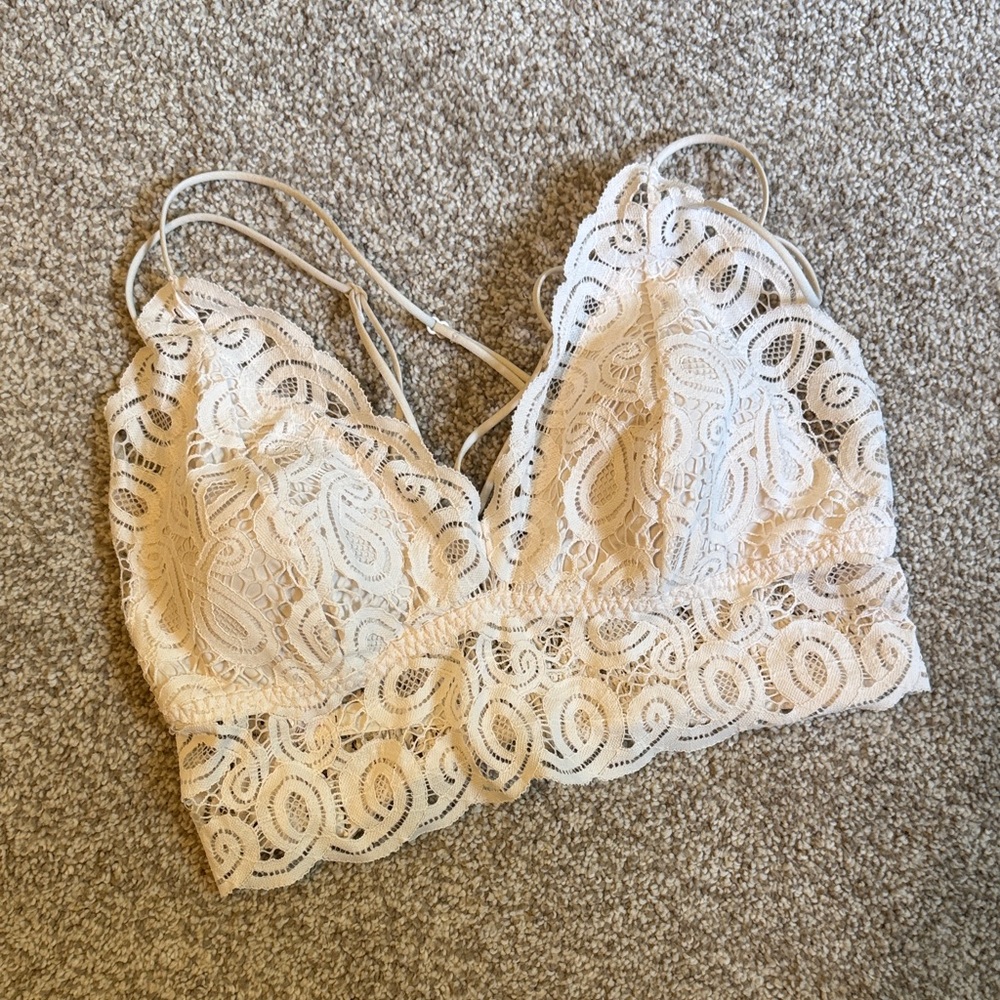🛍️4 for $15 | 5 for $20 PINK white lace bralette